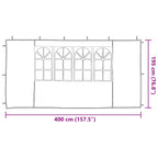 Parete per tenda da festa 2 pcs 400 x 195 cm Grigio Chiaro