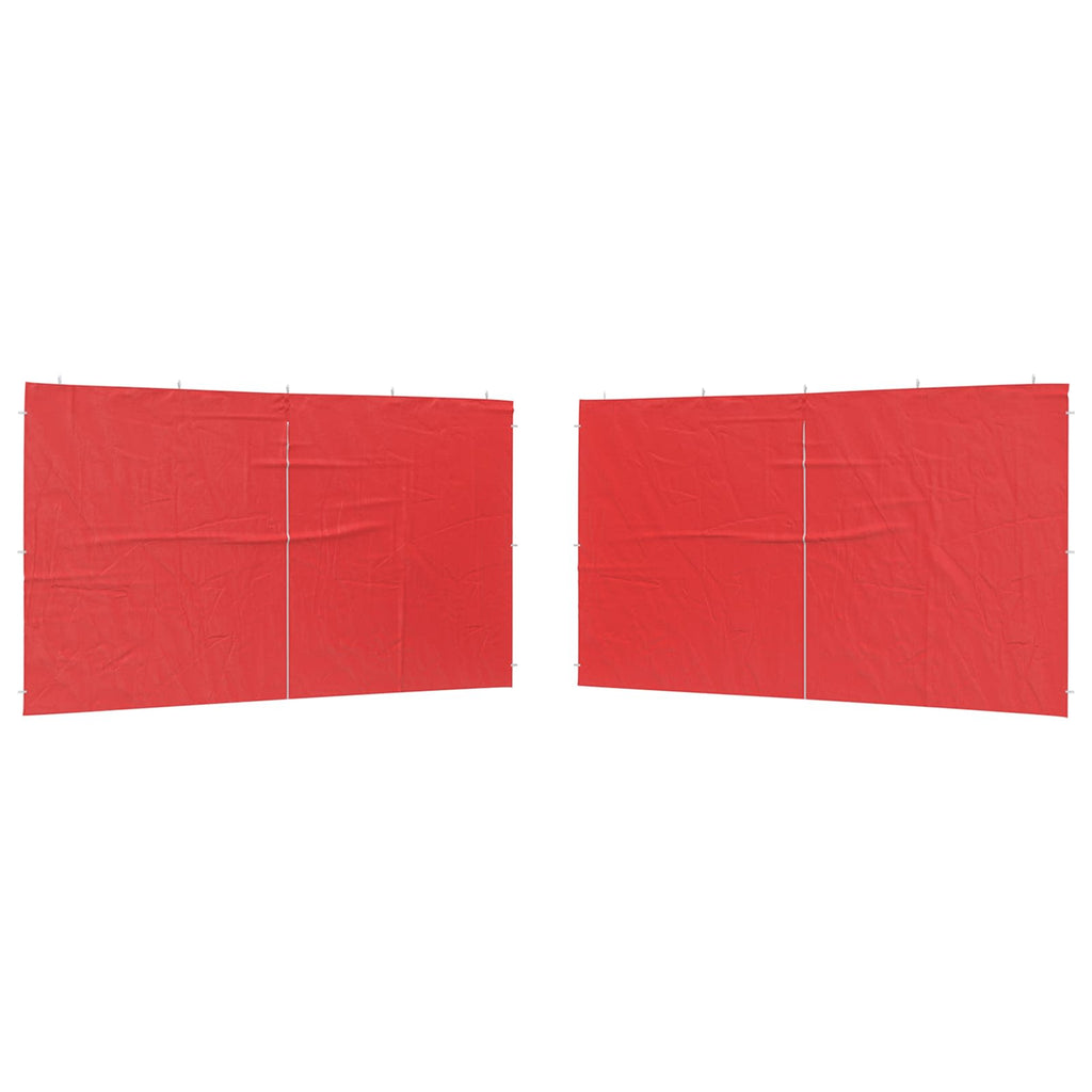 Parete per tenda da festa 2 pcs Rosso 400 x 195 cm PE e Acciaio