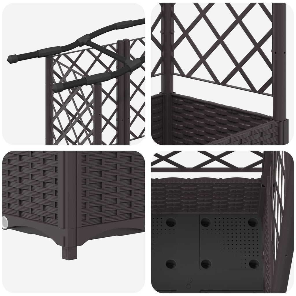 Letto Rialzato con Griglia e Tetto Marrone 124 x 40 x 126 cm PP