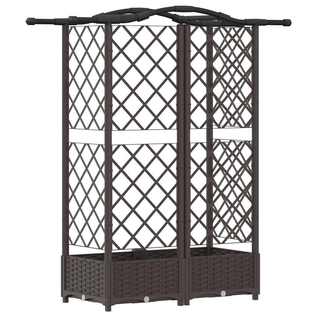 Letto Rialzato con Griglia e Tetto Marrone 124 x 40 x 126 cm PP