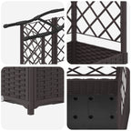 Letto Rialzato con Griglia e Tetto Marrone 163 x 40 x 126 cm PP