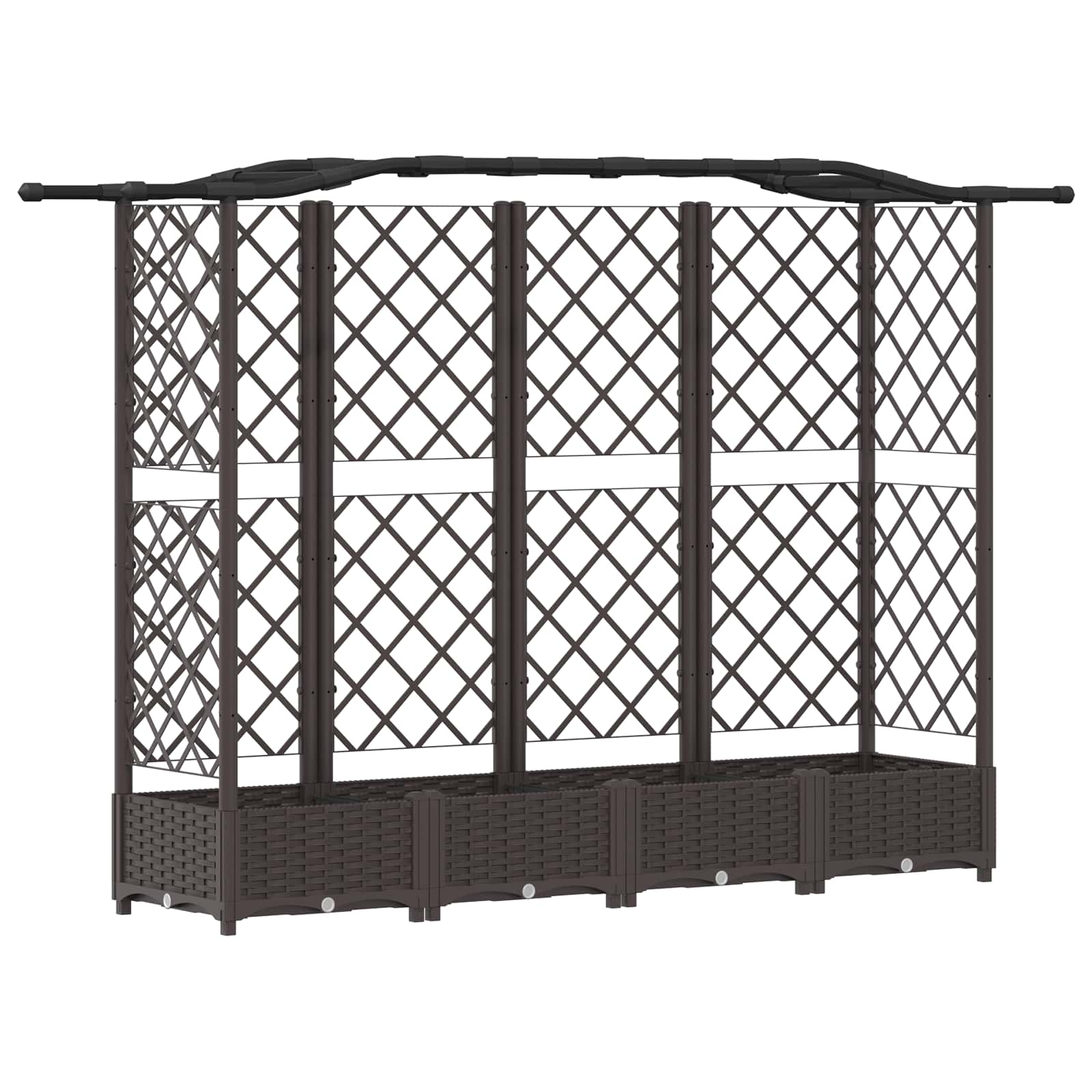 Letto Rialzato con Griglia e Tetto Marrone 203,5 x 40 x 125 cm