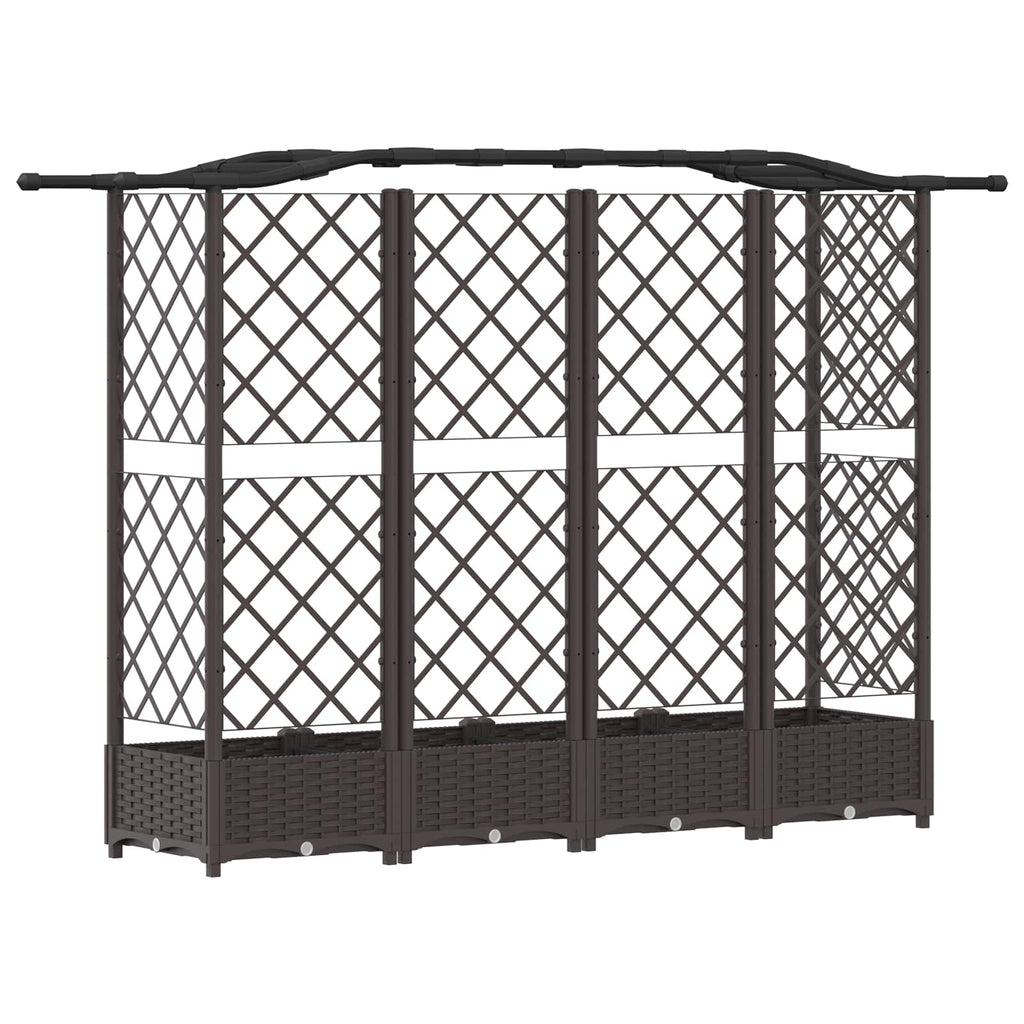 Letto Rialzato con Griglia e Tetto Marrone 203,5 x 40 x 125 cm