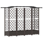Letto Rialzato con Griglia e Tetto Marrone 203,5 x 40 x 125 cm