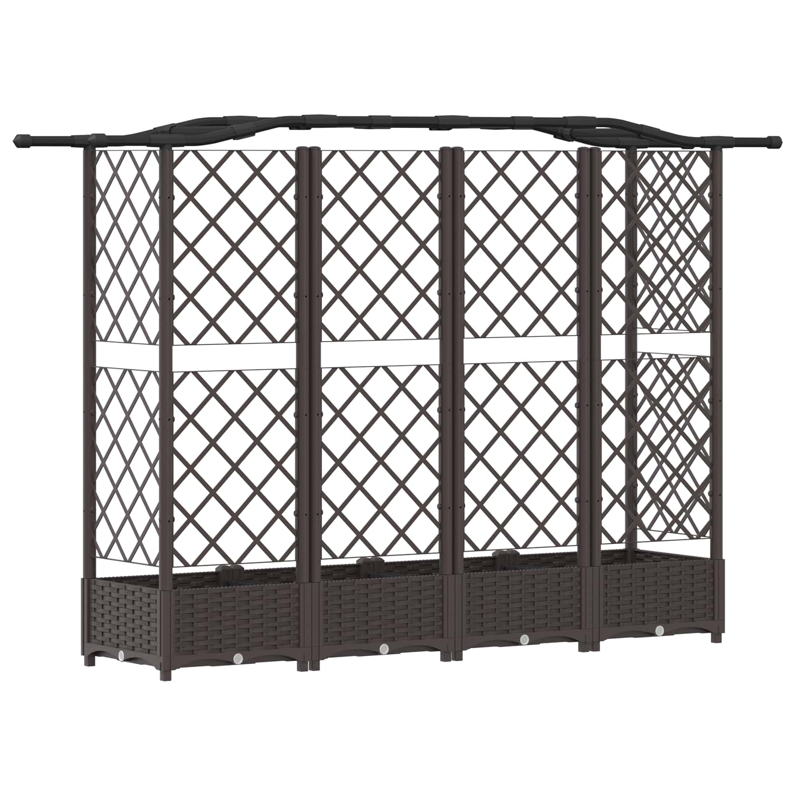 Letto Rialzato con Griglia e Tetto Marrone 203,5 x 40 x 125 cm