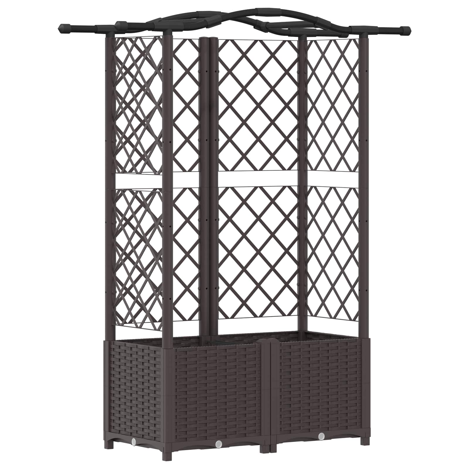 Letto Rialzato con Griglia e Tetto Marrone 122 x 40 x 141 cm PP