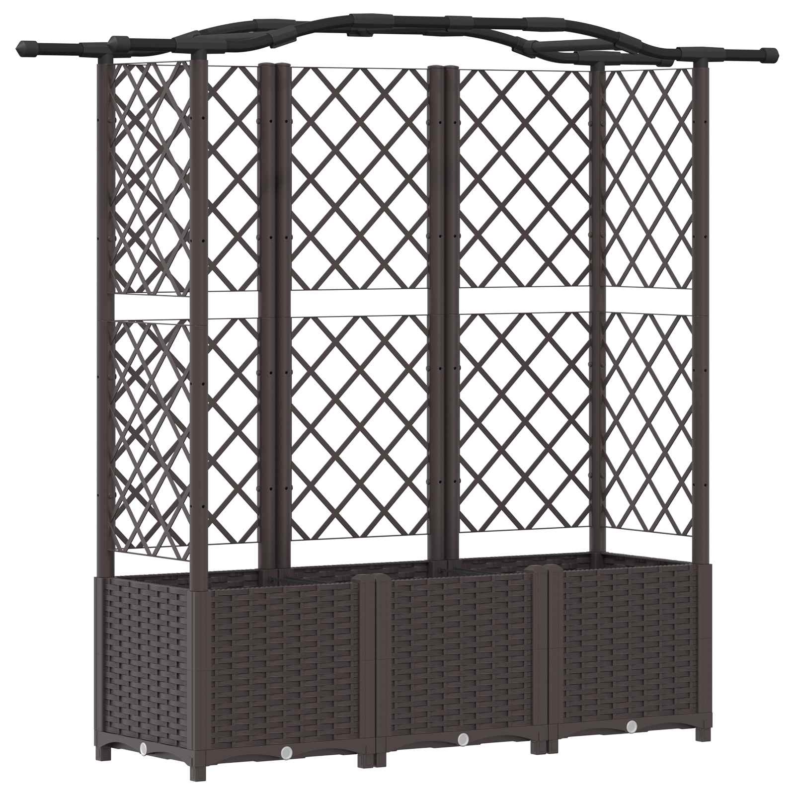 Letto Rialzato con Griglia e Tetto Marrone 163 x 40 x 141 cm PP