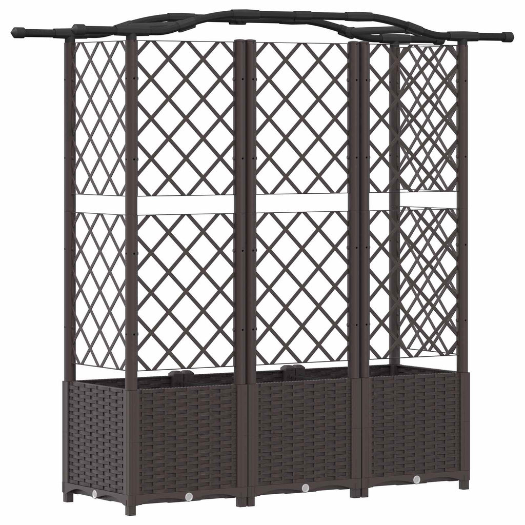 Letto Rialzato con Griglia e Tetto Marrone 163 x 40 x 141 cm PP