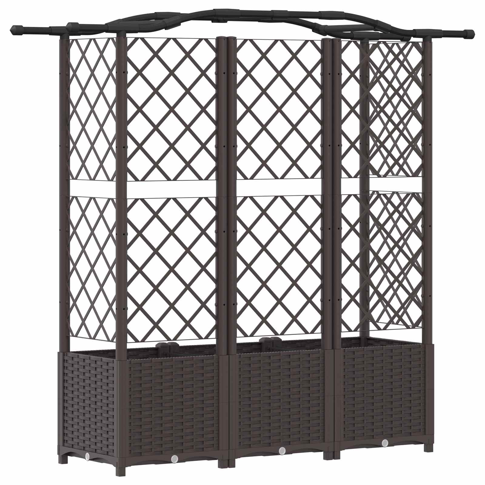 Letto Rialzato con Griglia e Tetto Marrone 163 x 40 x 141 cm PP