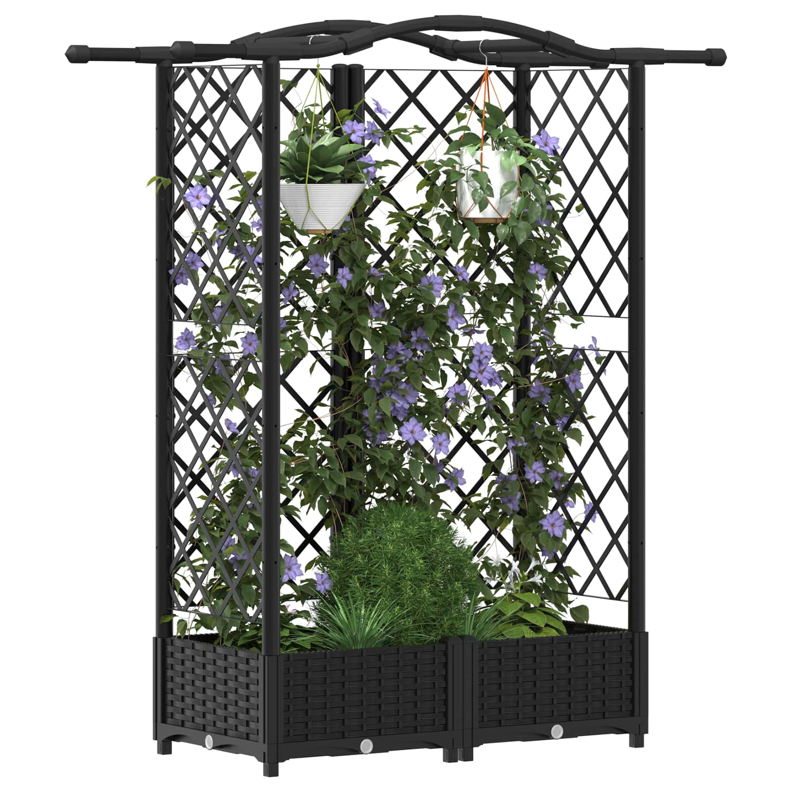 Letto Rialzato con Griglia e Tetto Nero 124 x 40 x 126 cm PP