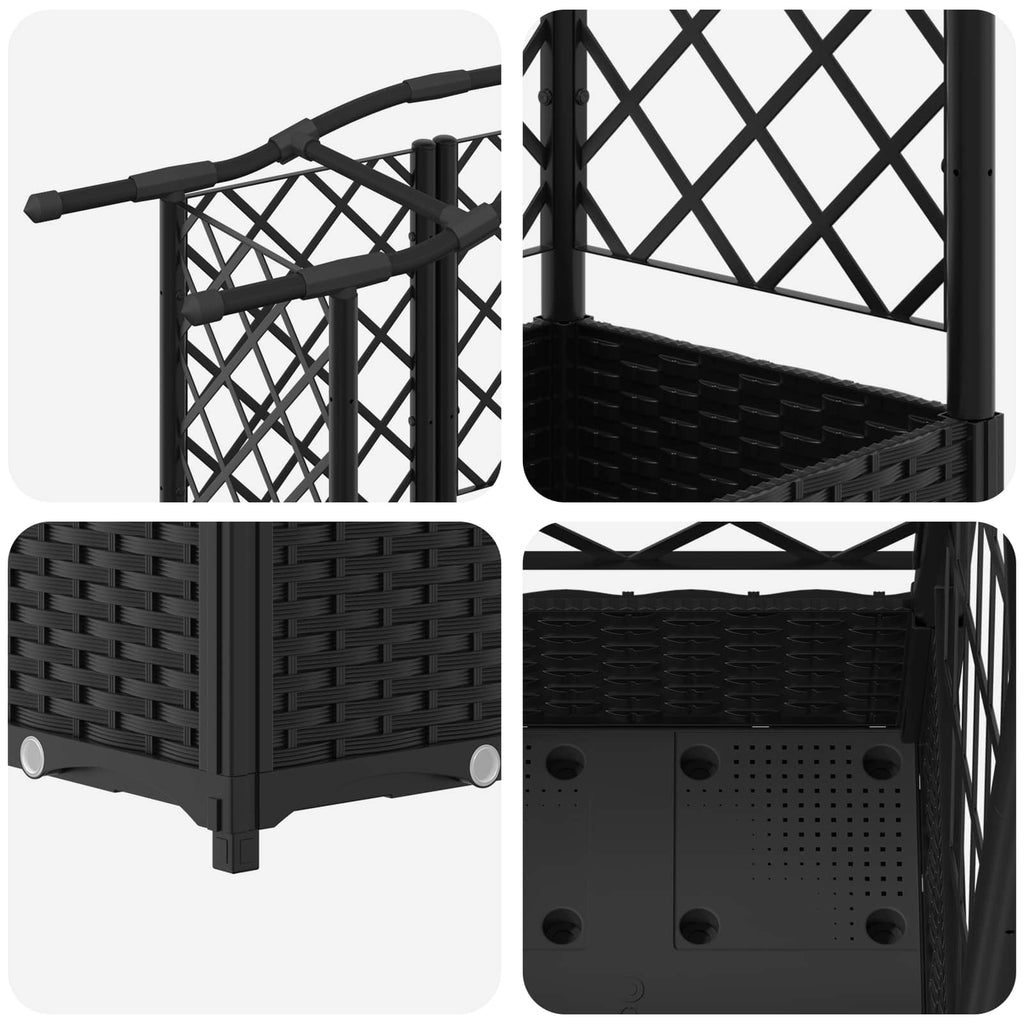 Letto Rialzato con Griglia e Tetto Nero 203,5 x 40 x 125 cm PP