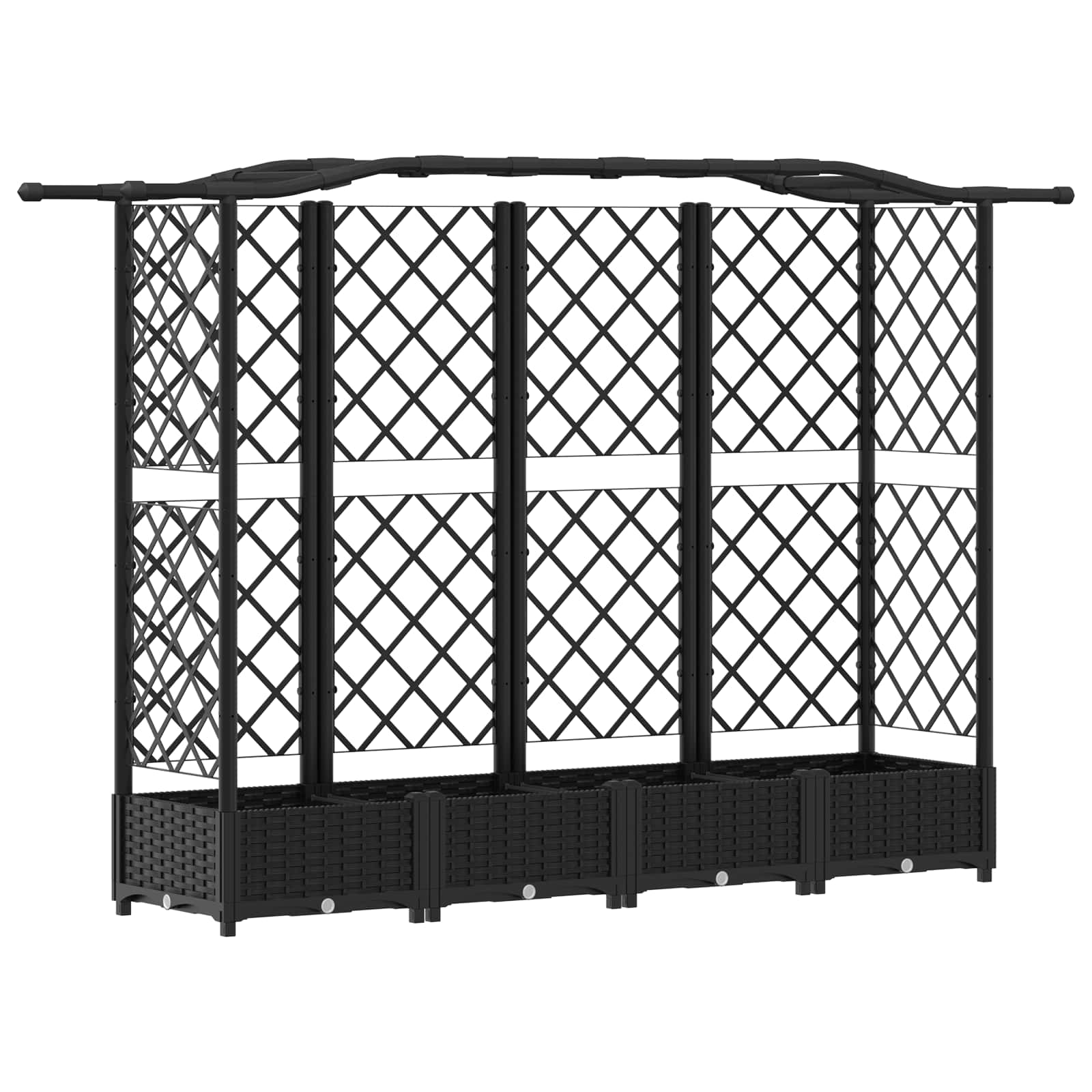 Letto Rialzato con Griglia e Tetto Nero 203,5 x 40 x 125 cm PP