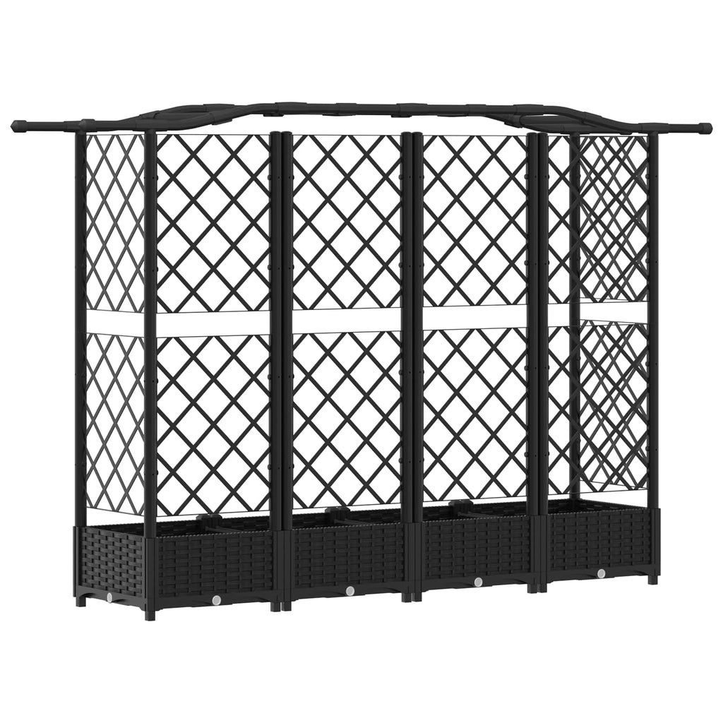 Letto Rialzato con Griglia e Tetto Nero 203,5 x 40 x 125 cm PP