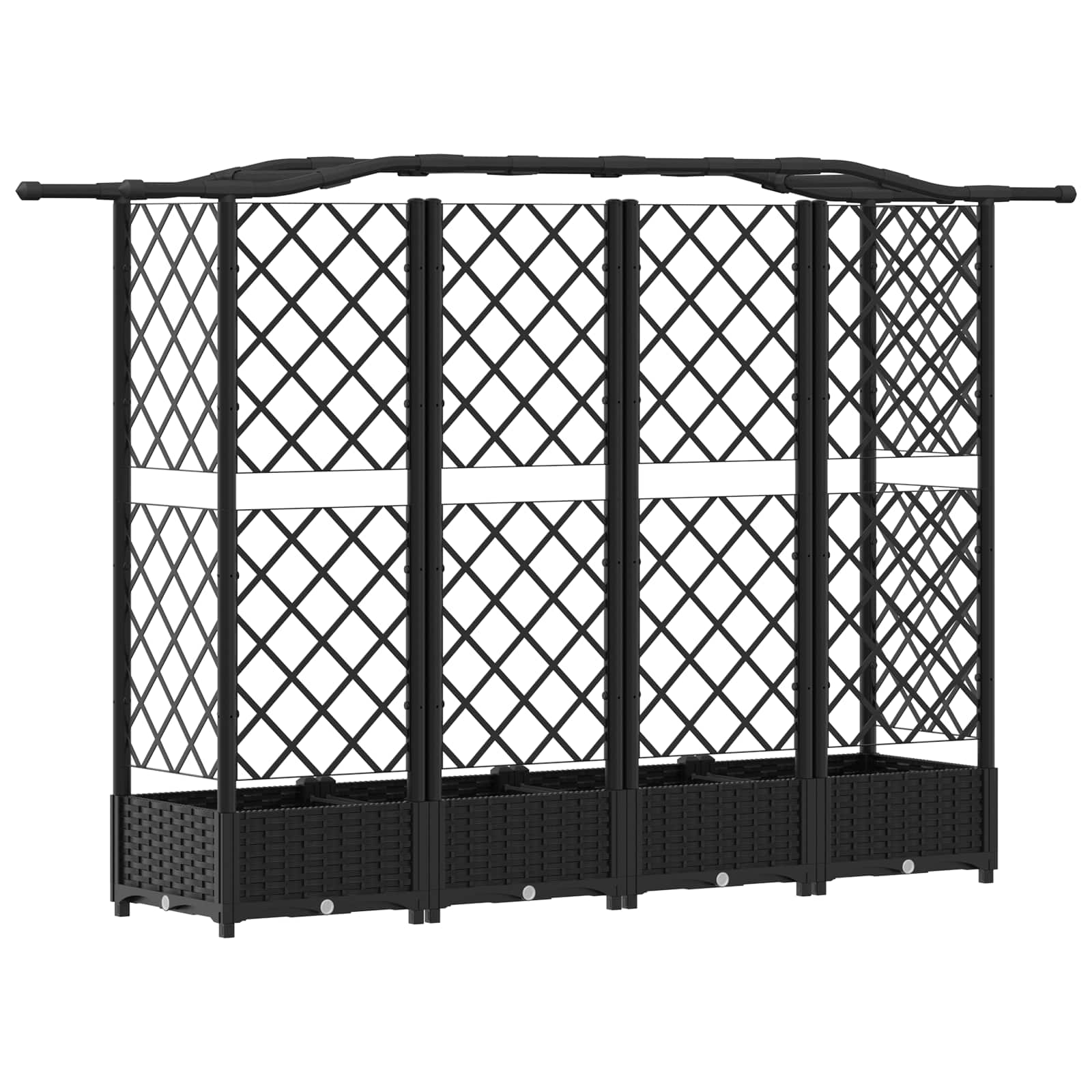 Letto Rialzato con Griglia e Tetto Nero 203,5 x 40 x 125 cm PP