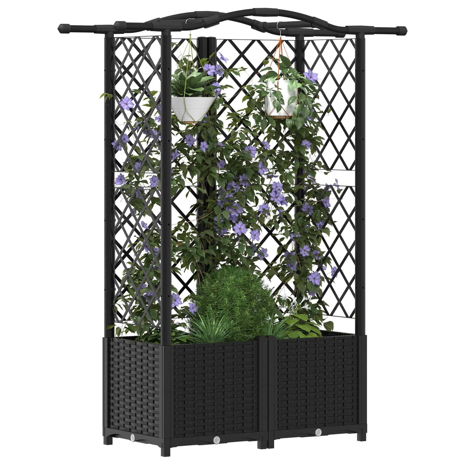 Letto Rialzato con Griglia e Tetto Nero 122 x 40 x 141 cm PP