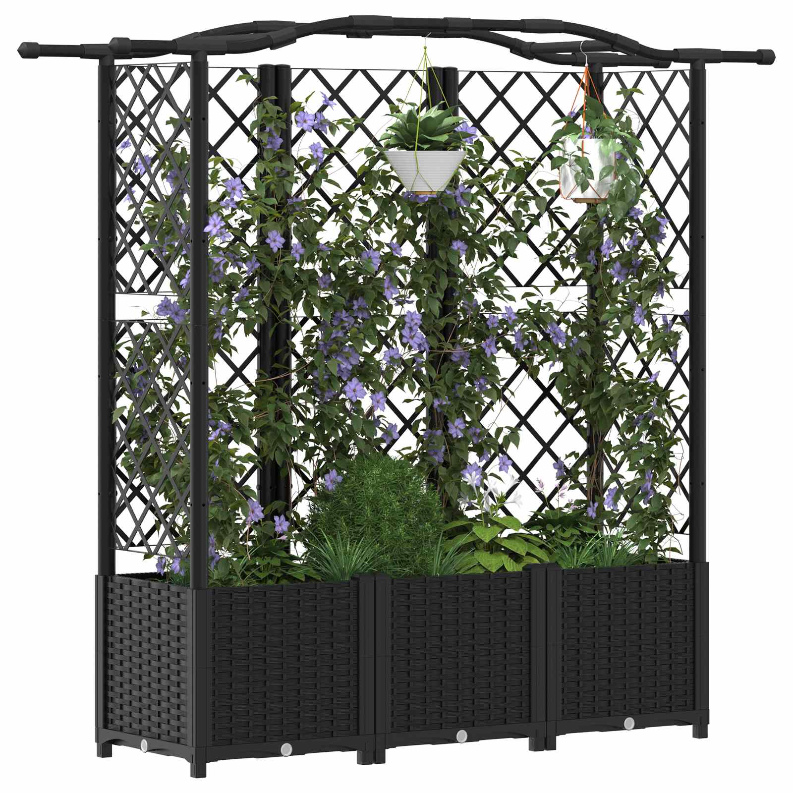 Letto Rialzato con Griglia e Tetto Nero 163 x 40 x 141 cm PP