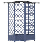 Letto Rialzato con Griglia e Tetto Grigio 124 x 40 x 126 cm PP