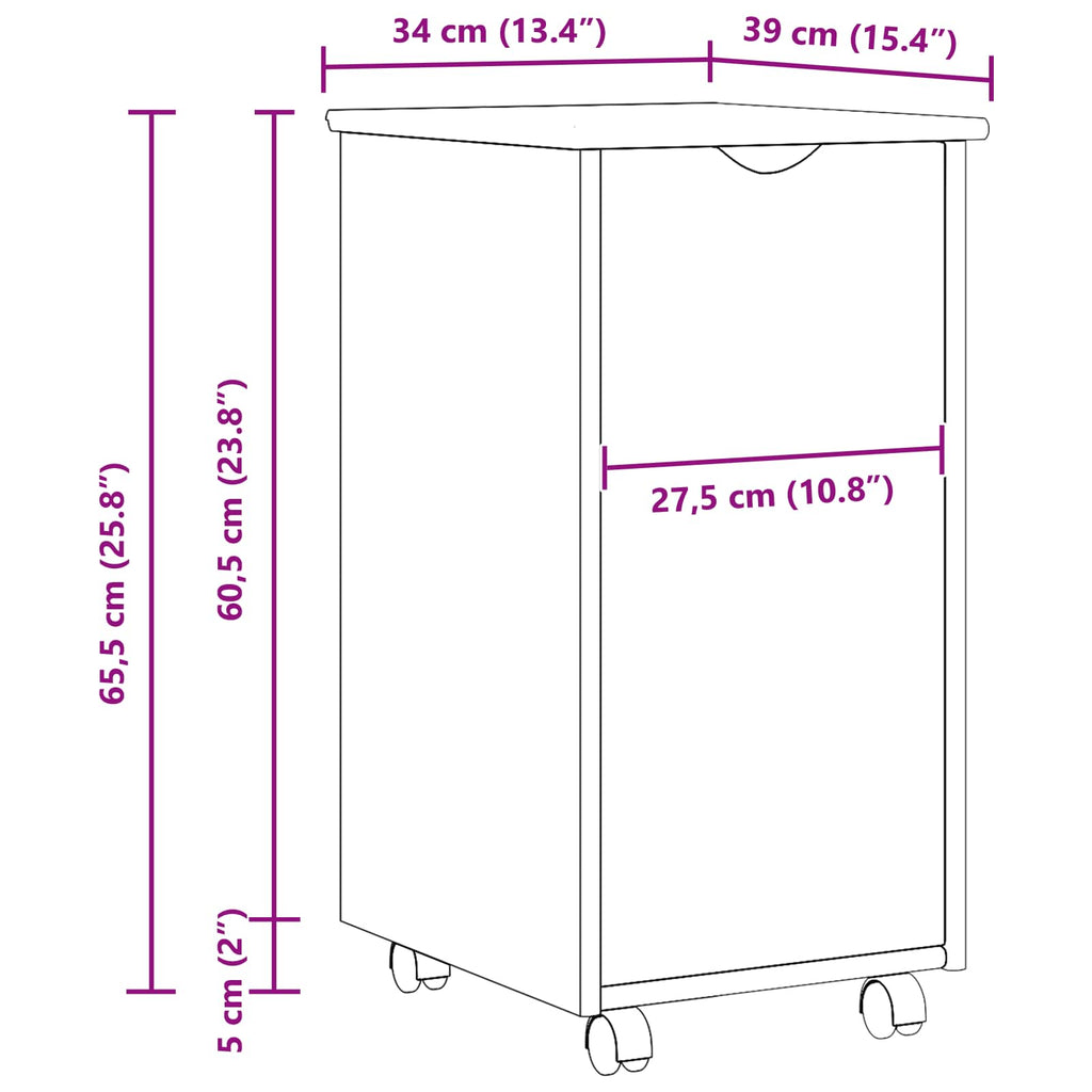 Mobile con Ruote con ruota Marrone 34 x 39 x 65,5 cm