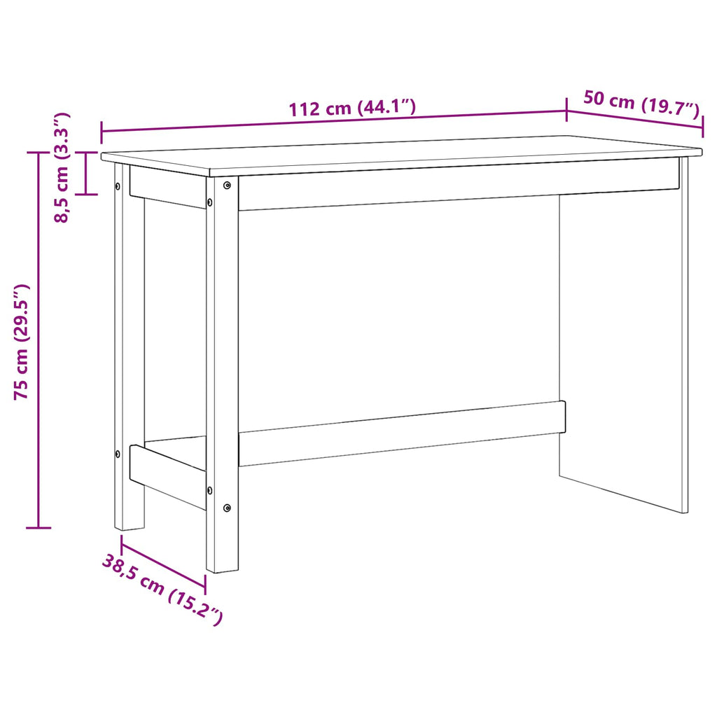 Scrivania Marrone 112 x 50 x 75 cm Legno di Pino Massello