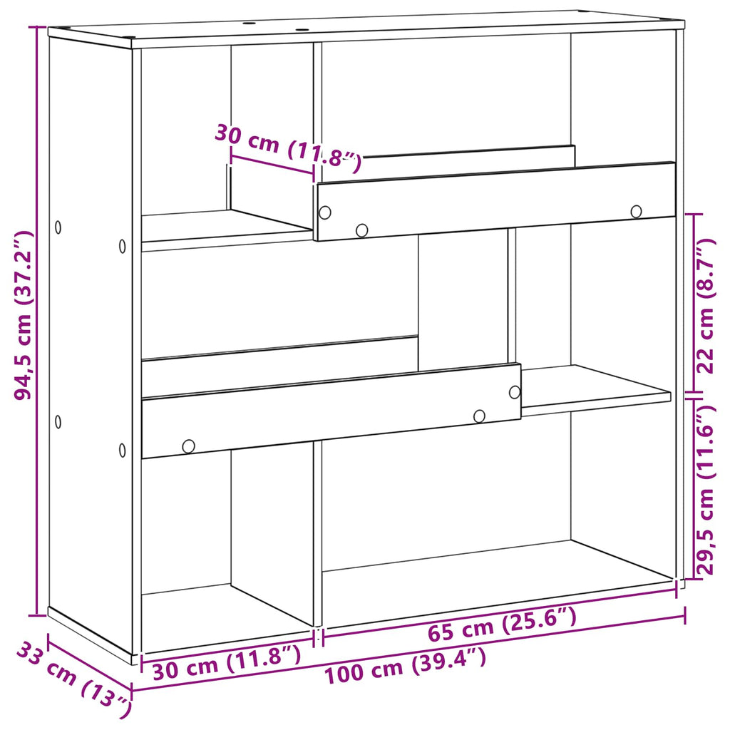 Scaffale per Libri Rovere Nero 100 x 33 x 94,5 cm