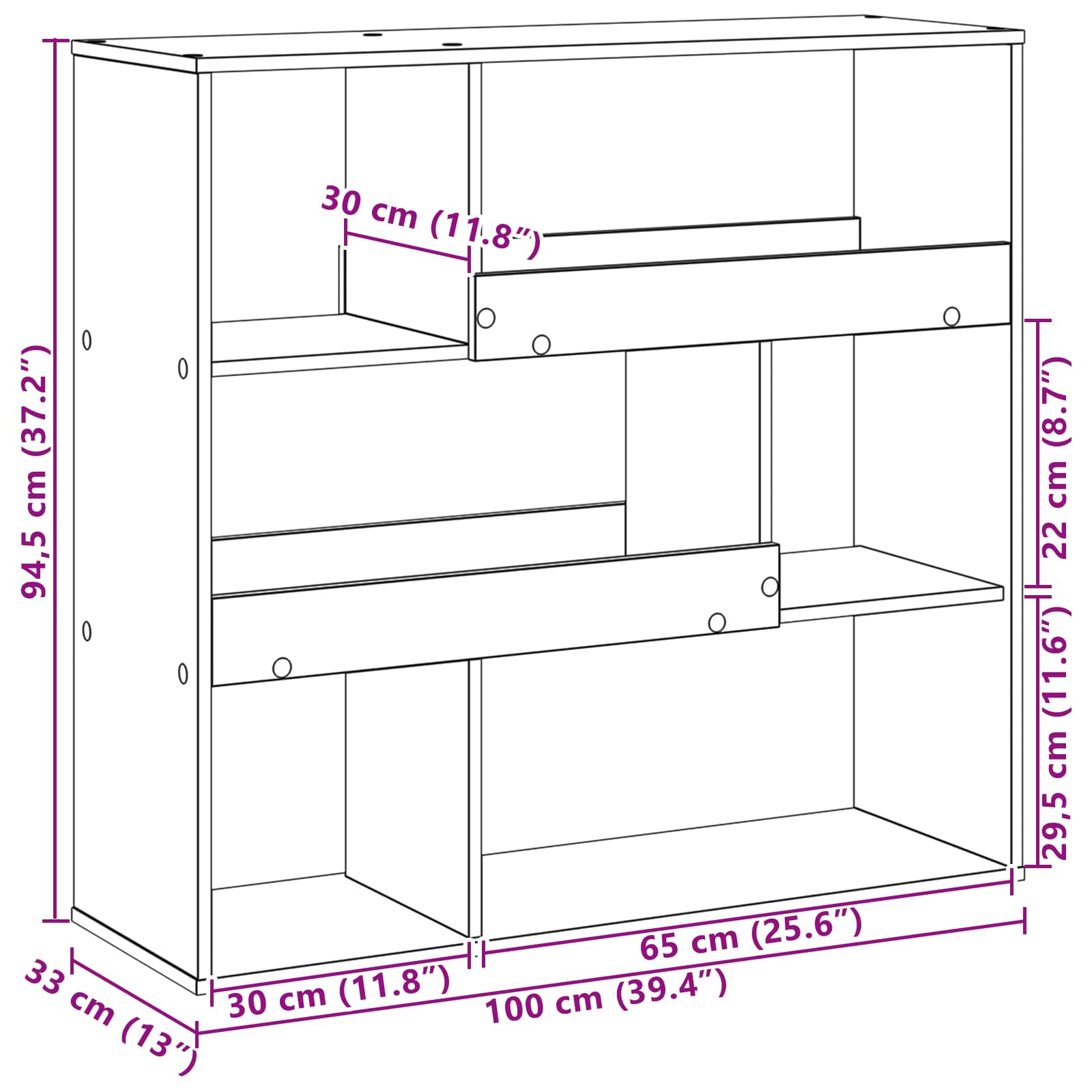 Scaffale per Libri Rovere Nero 100 x 33 x 94,5 cm