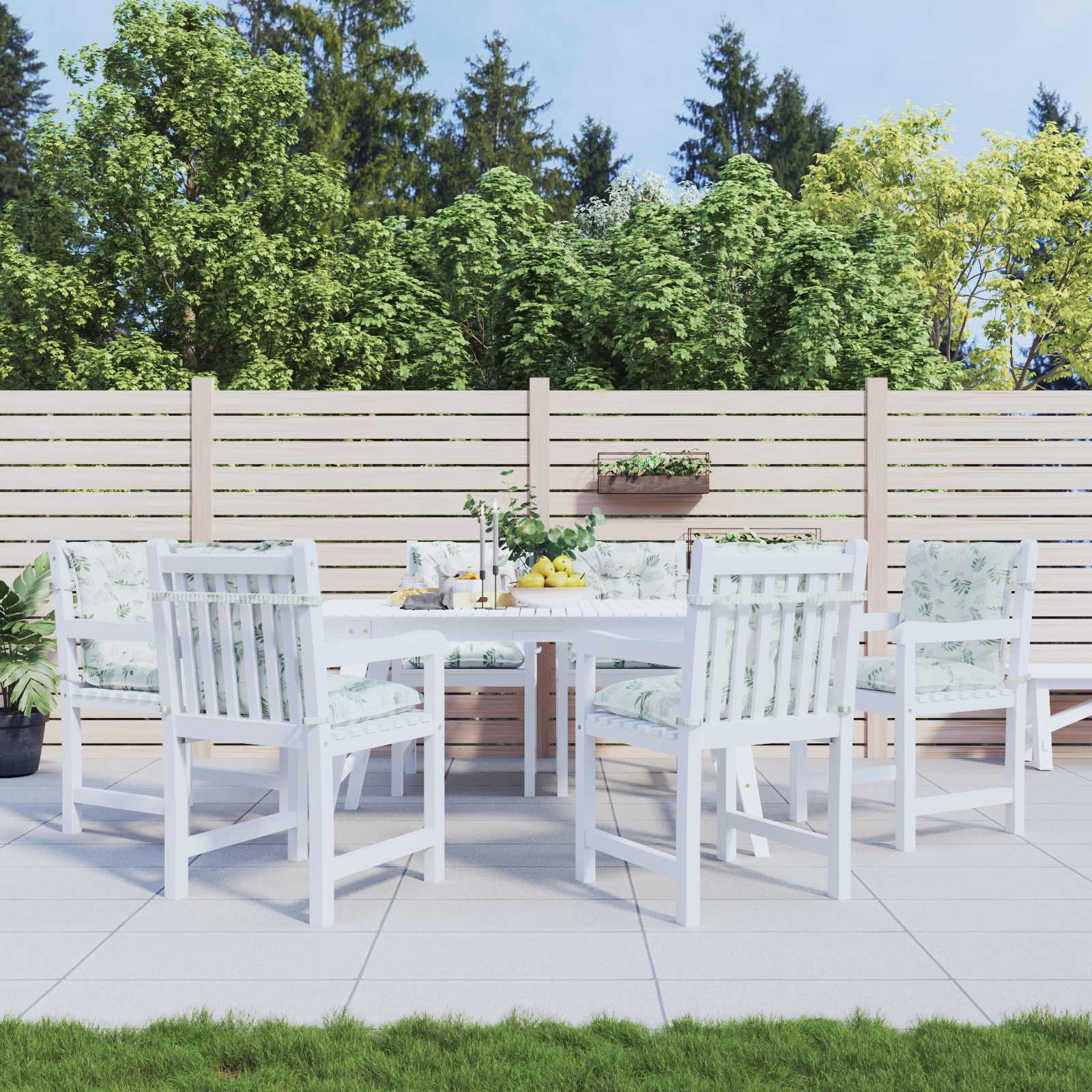 Cuscino da Esterno 6 pcs Bianco 100 x 50 x 7 cm Tessuto