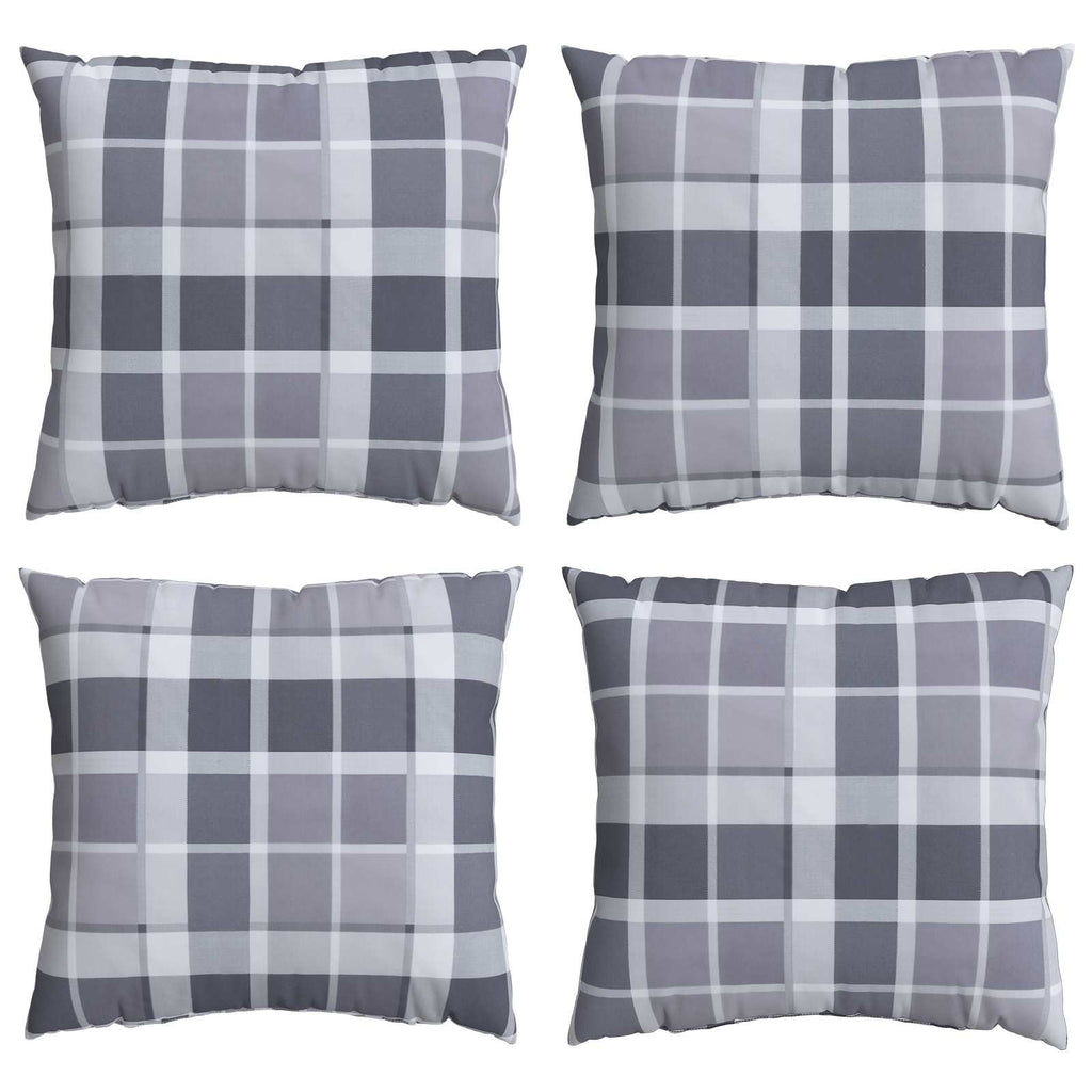 Cuscino da Esterno 4 pcs Grigio a quadri 40 x 40 cm Tessuto