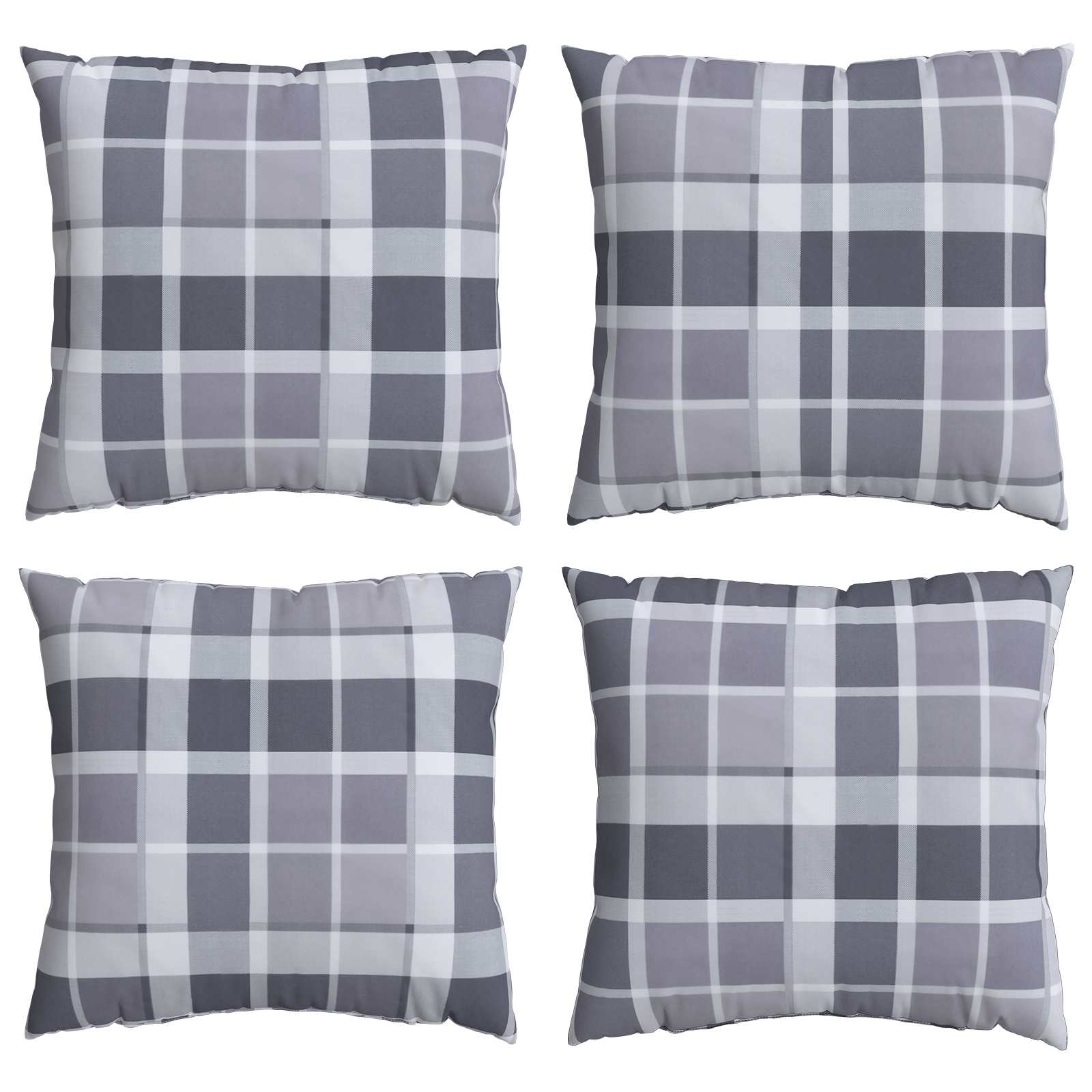 Cuscino da Esterno 4 pcs Grigio a quadri 50 x 50 cm Tessuto
