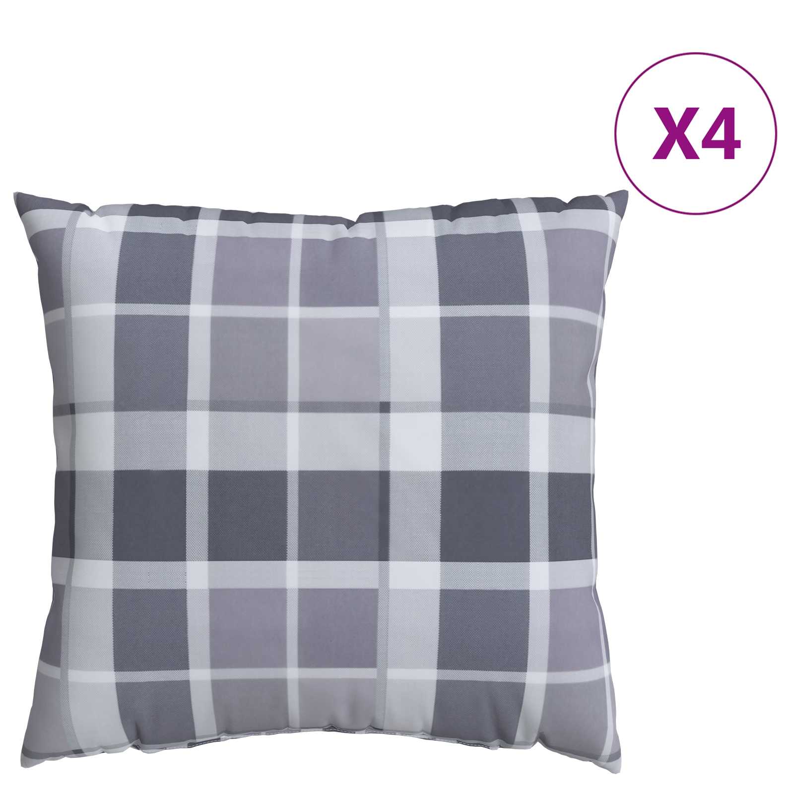 Cuscino da Esterno 4 pcs Grigio a quadri 50 x 50 cm Tessuto