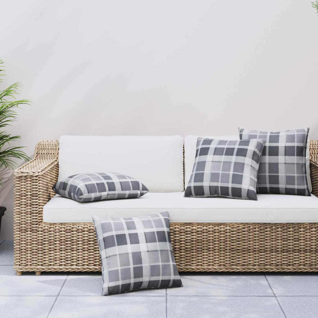 Cuscino da Esterno 4 pcs Grigio a quadri 60 x 60 cm Tessuto