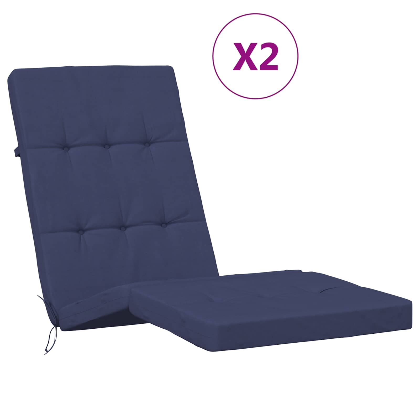 Cuscino da Esterno 2 pcs Blu navy 180 x 55 x 7 cm Tessuto