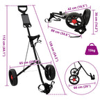 Carrello da golf Nero 66 x 65 x 112 cm Ferro