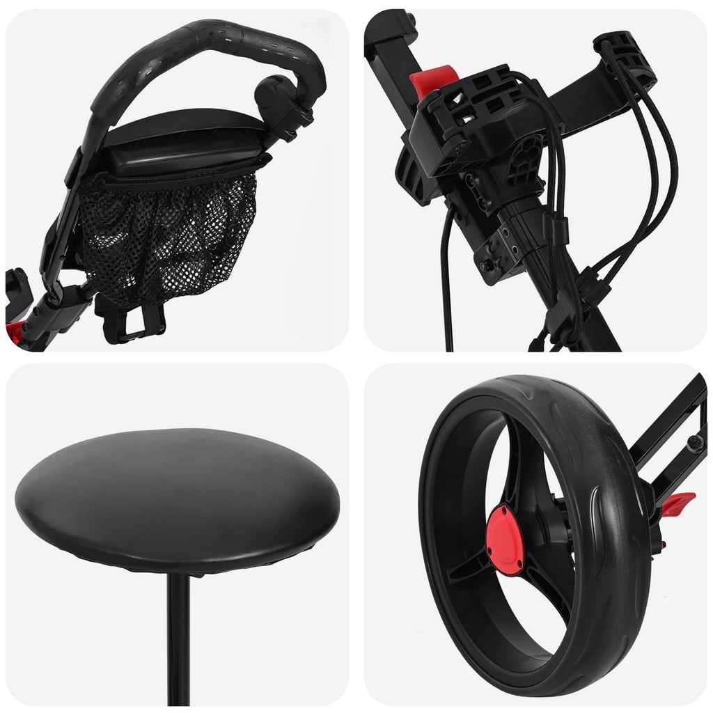 Carrello da golf con sedile Nero 95 x 69 x 114 cm Ferro