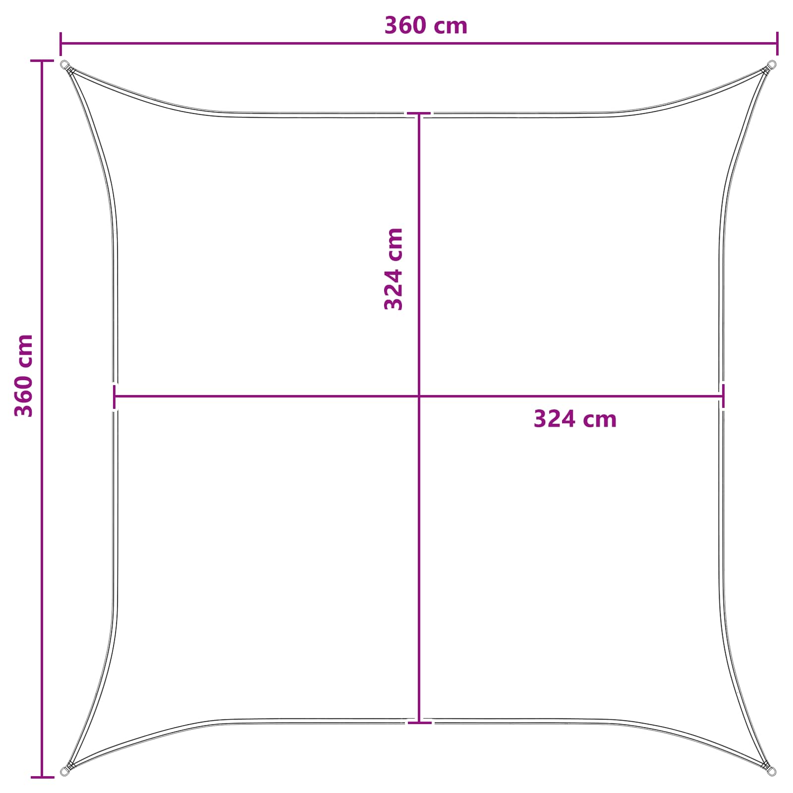 Telo Ombra Antracite e Bianco 3,6 x 3,6 m HDPE