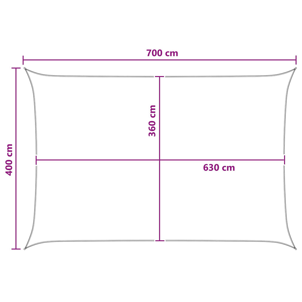 Telo Ombra Antracite e Bianco 4 x 7 m HDPE