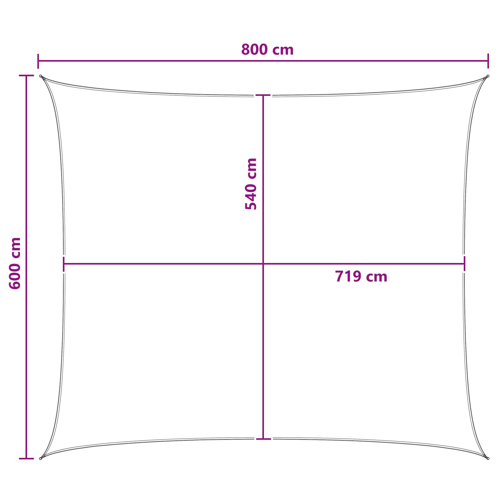 Telo Ombra Antracite e Bianco 6 x 8 m HDPE