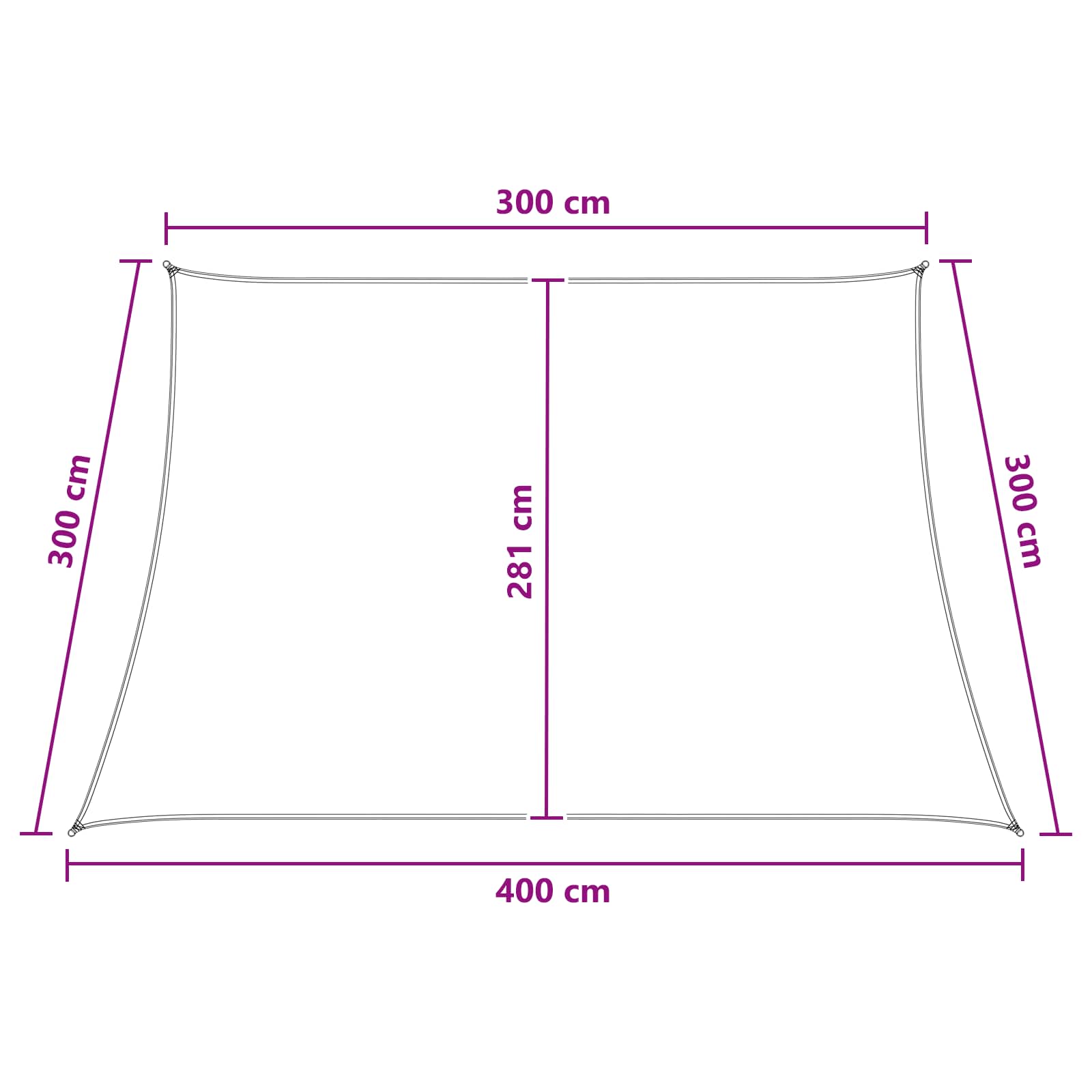 Telo Ombra Antracite e Bianco 3 / 4 x 3 m HDPE