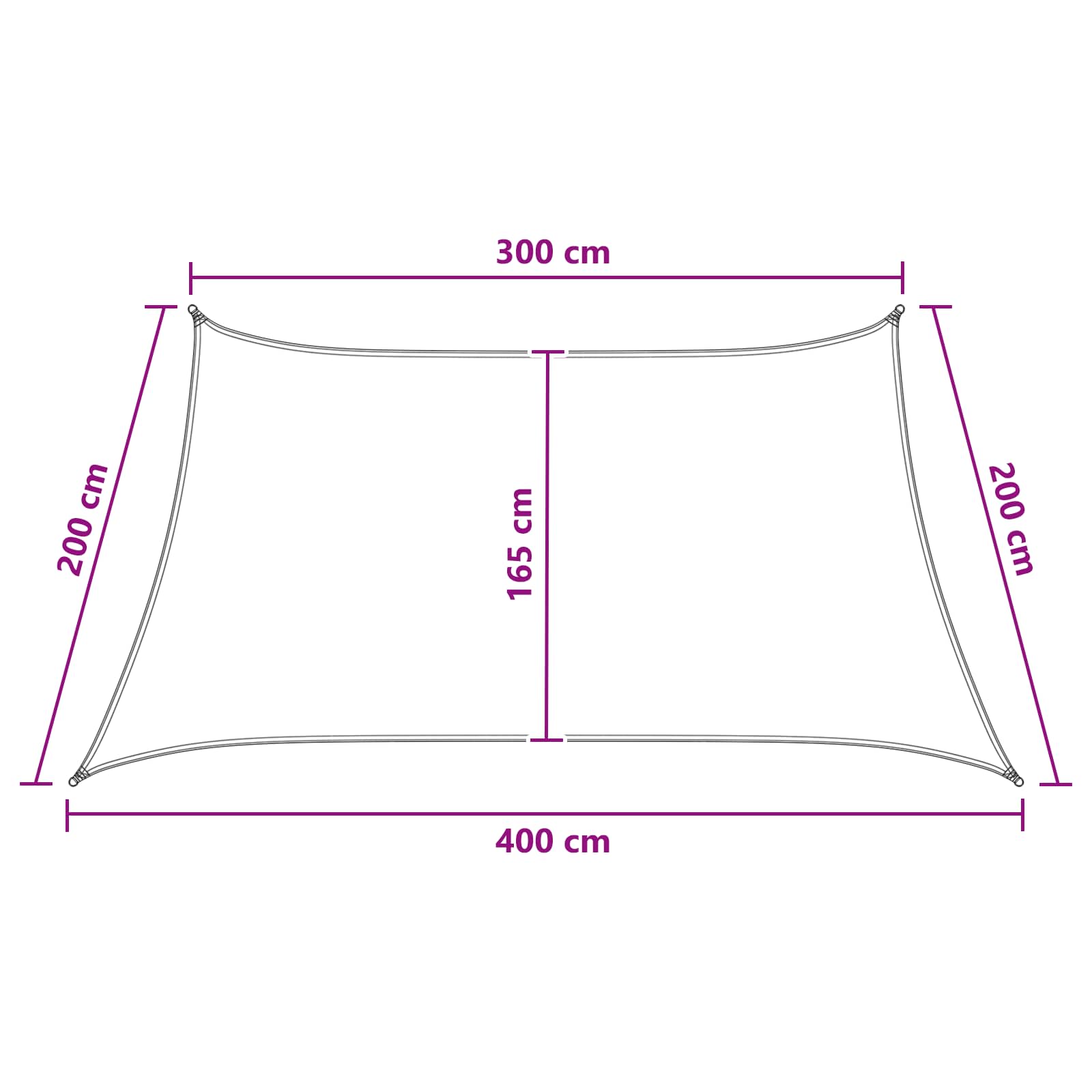Telo Ombra Grigio chiaro e bianco 3 / 4 x 2 m HDPE