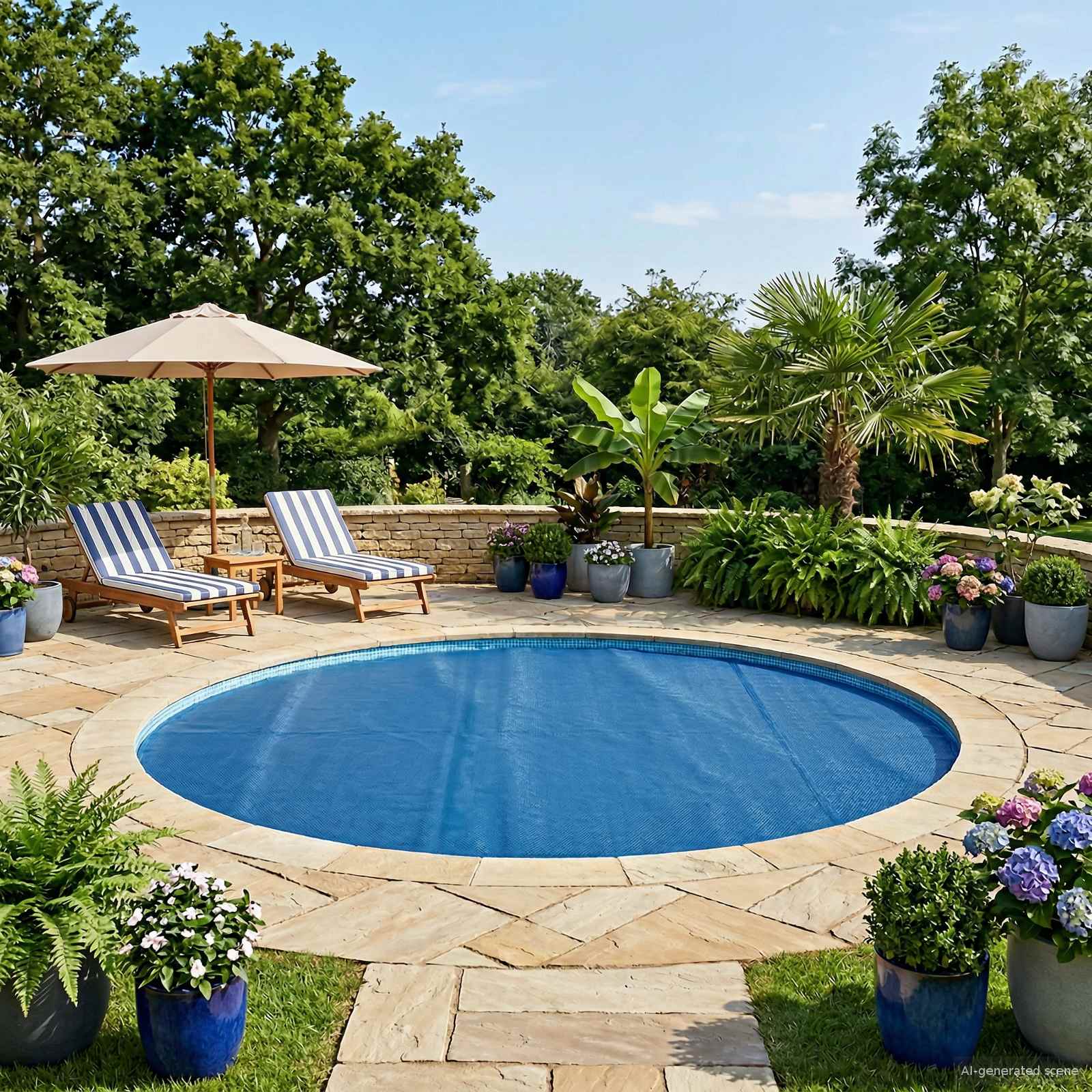 Copertura solare per piscina Ø 600 cm 110 μm Rotondo PE Blu
