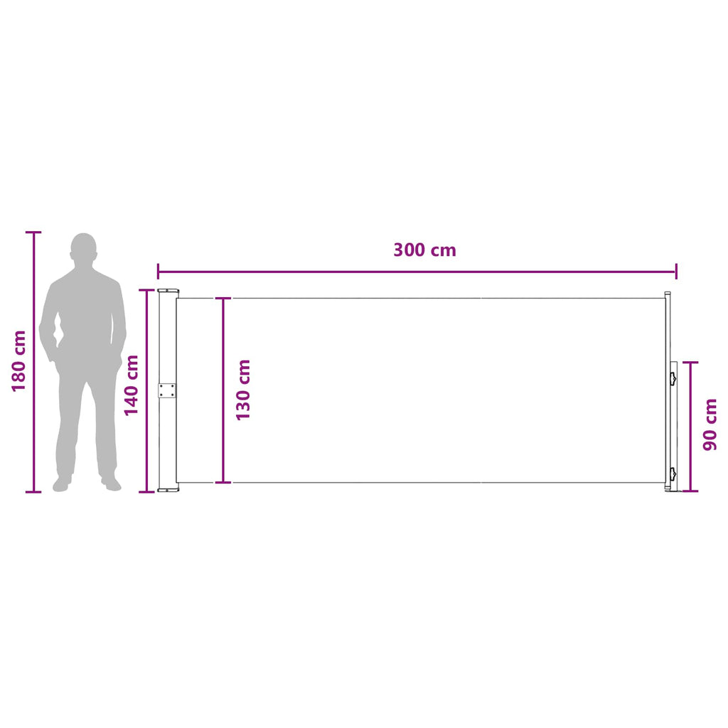 Tenda laterale retrattile Antracite 300 x 140 cm Poliestere