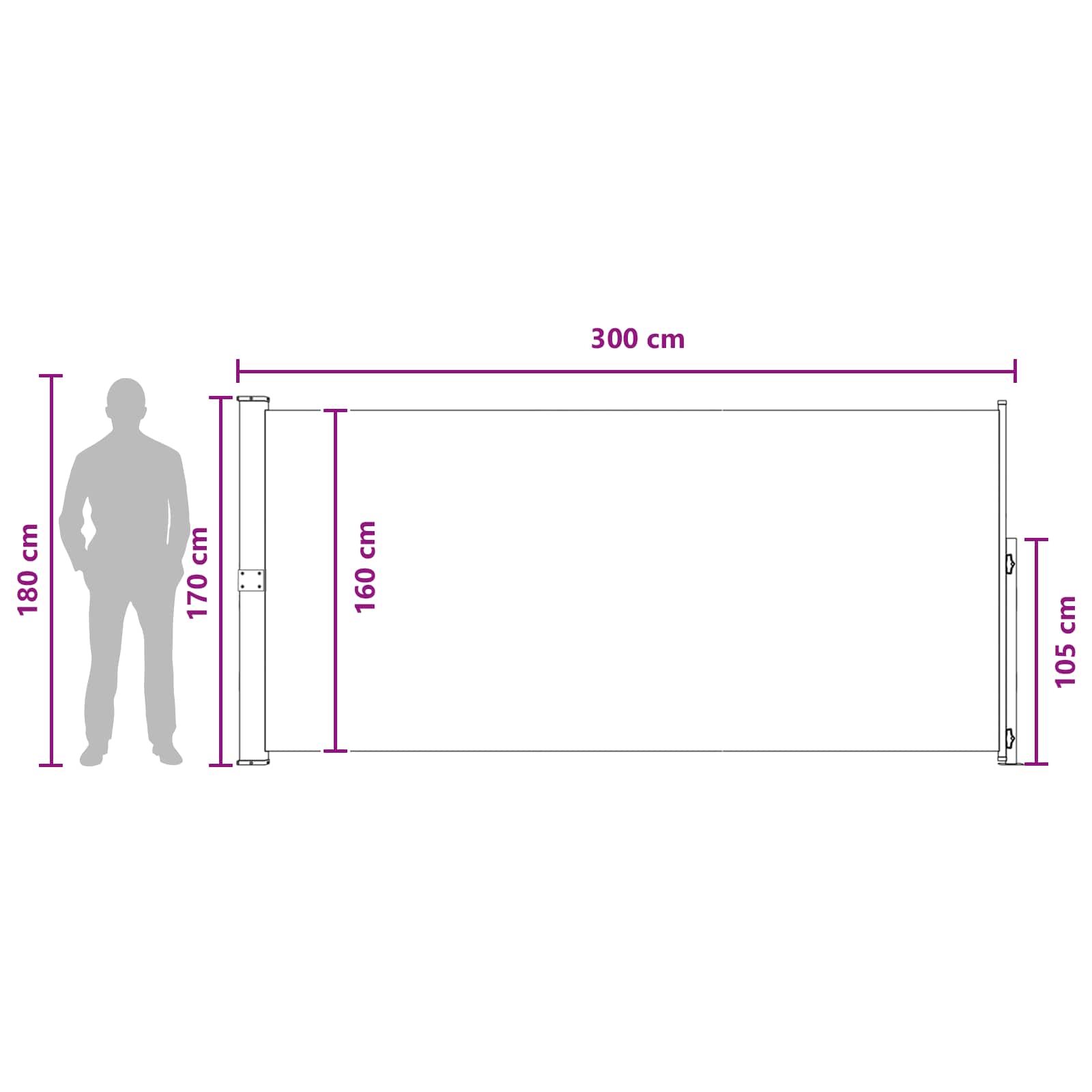 Tenda laterale retrattile Beige 300 x 170 cm Poliestere