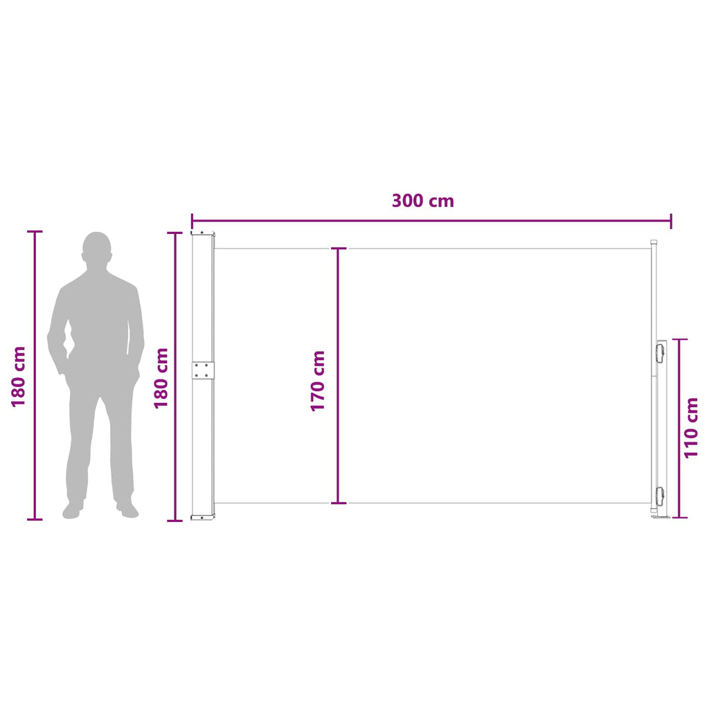 Tenda laterale retrattile Antracite 300 x 180 cm Poliestere