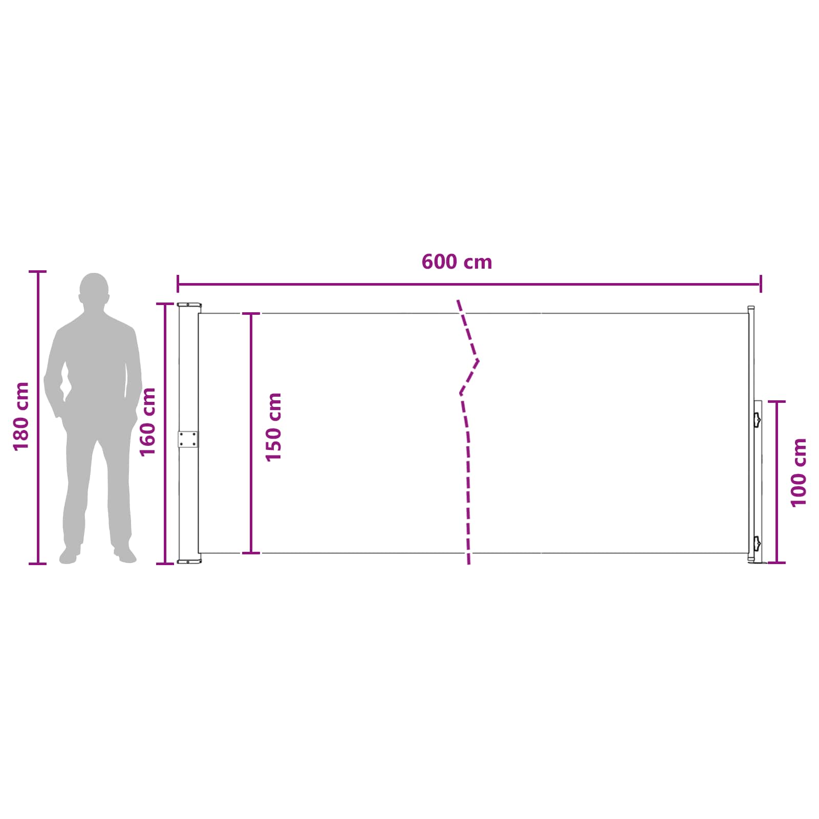 Tenda laterale retrattile Tortora 600 x 160 cm Poliestere