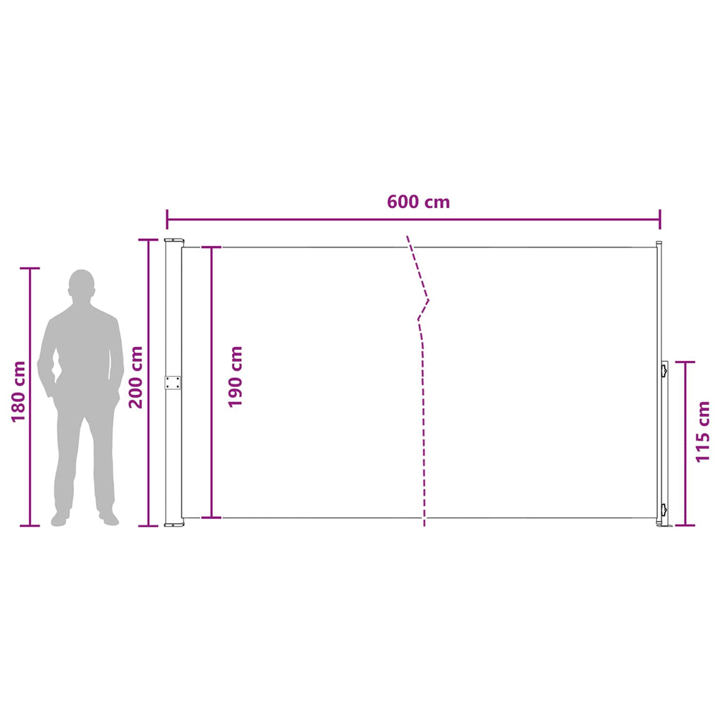 Tenda laterale retrattile Beige 600 x 200 cm Poliestere