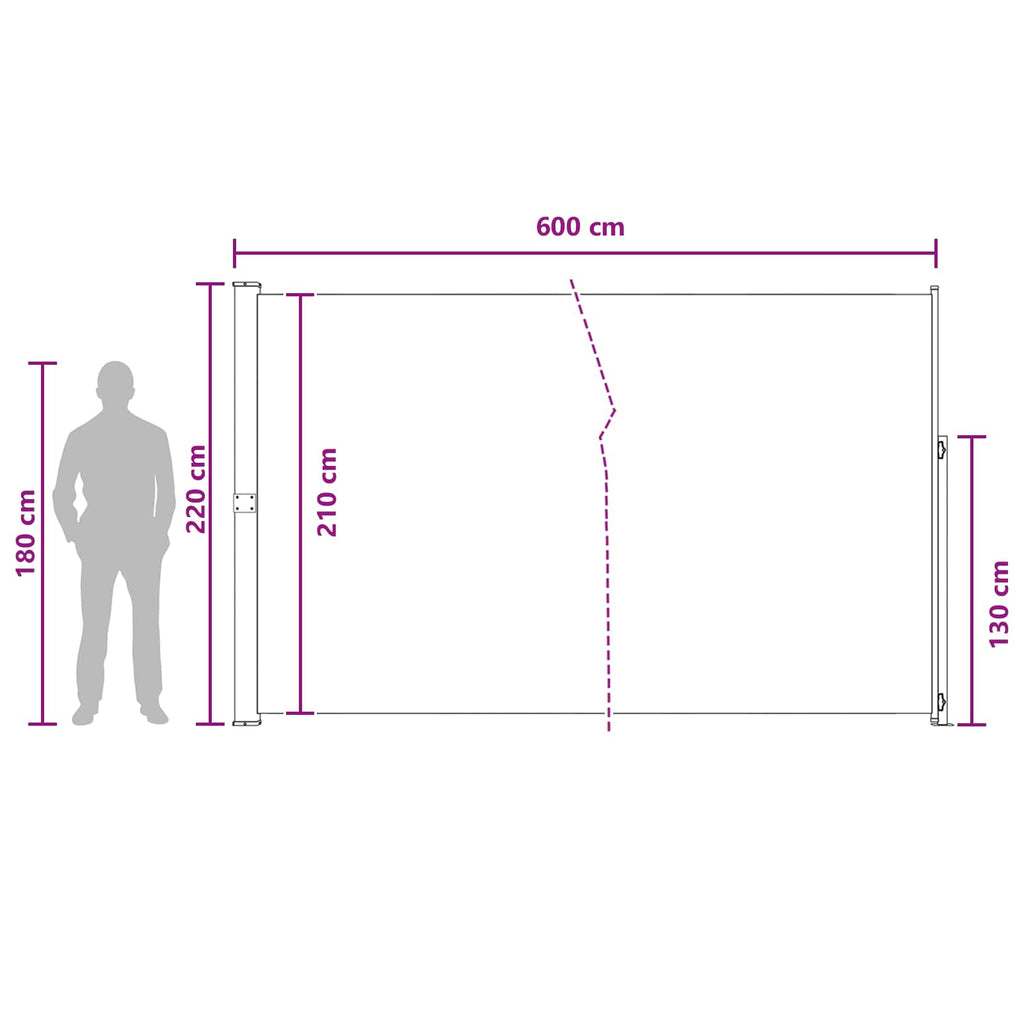 Tenda laterale retrattile Tortora 600 x 220 cm Poliestere