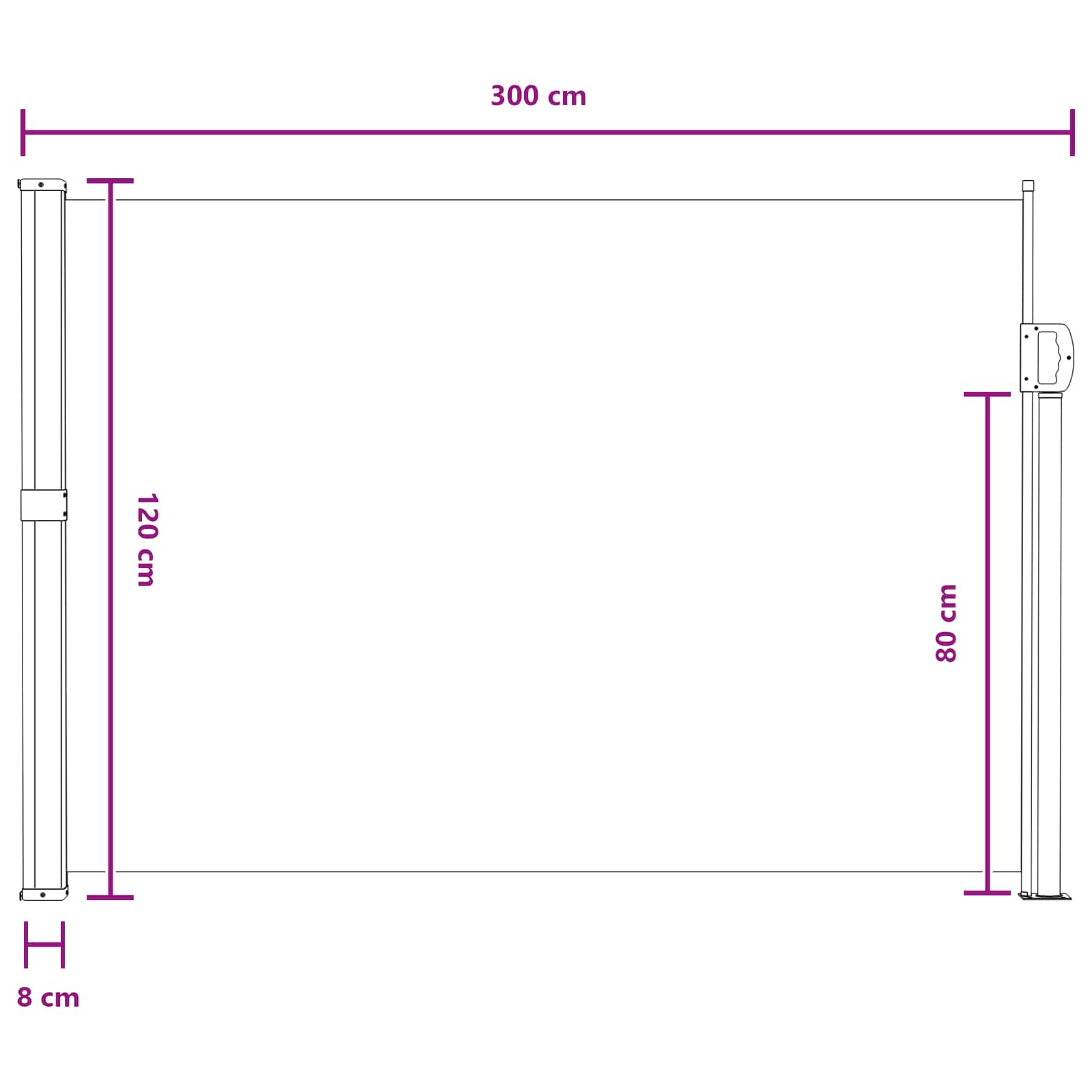 Tenda laterale retrattile Sabbia 300 x 117 cm Poliestere