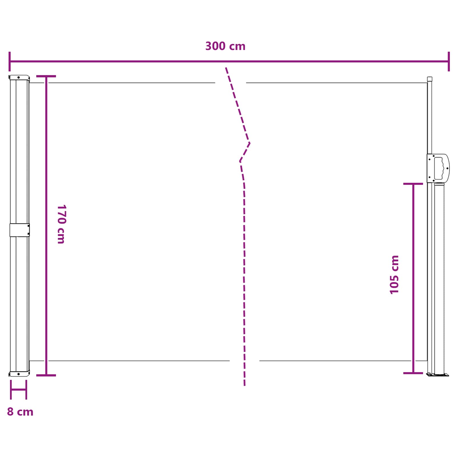 Tenda laterale retrattile Crema 300 x 170 cm Poliestere