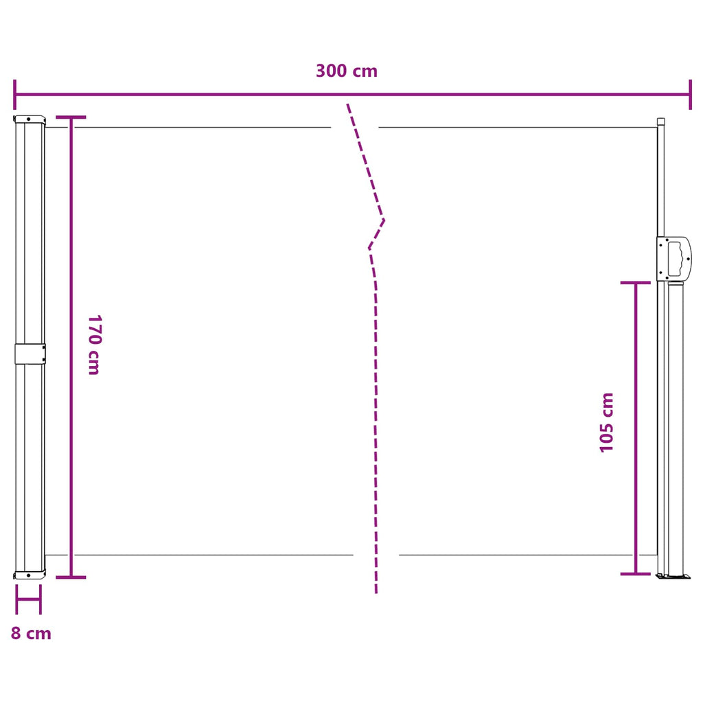 Tenda laterale retrattile Marrone 300 x 170 cm Poliestere
