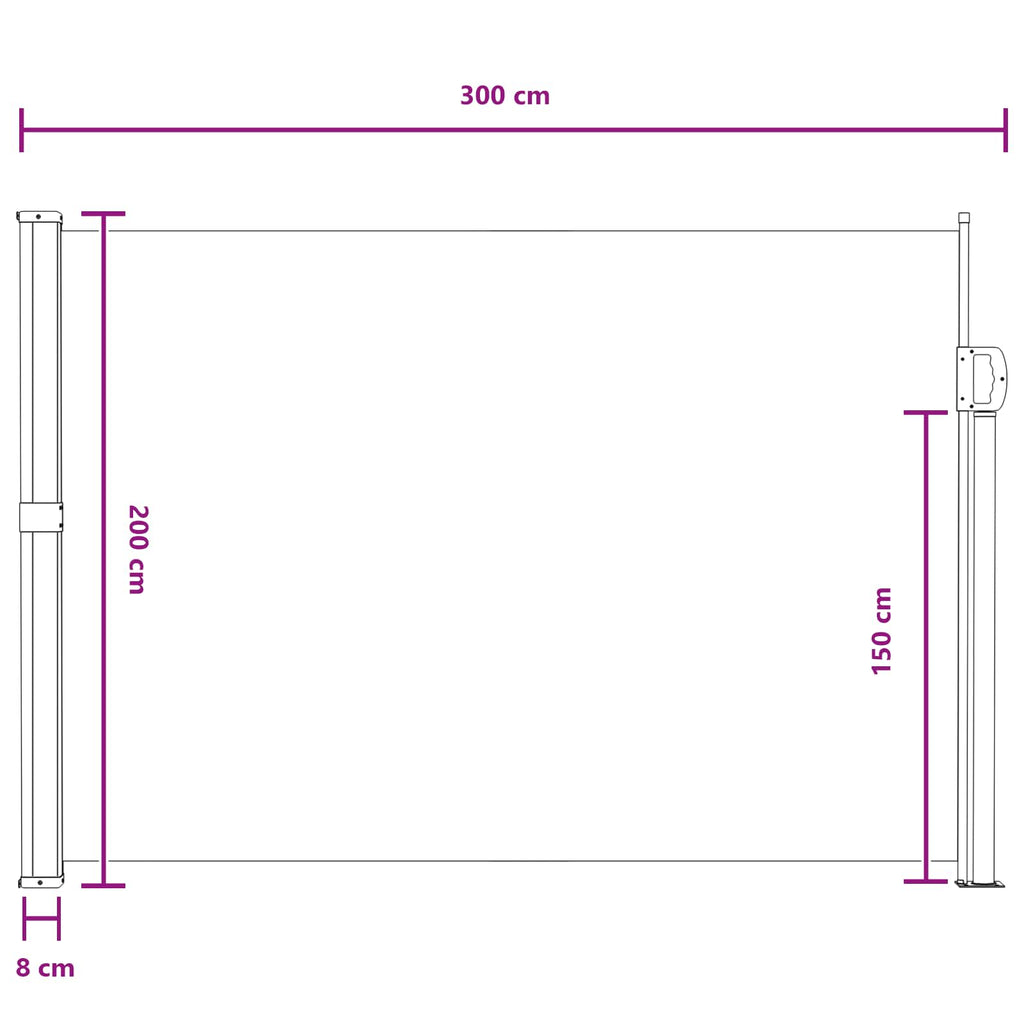 Tenda laterale retrattile Grigio 300 x 200 cm Poliestere