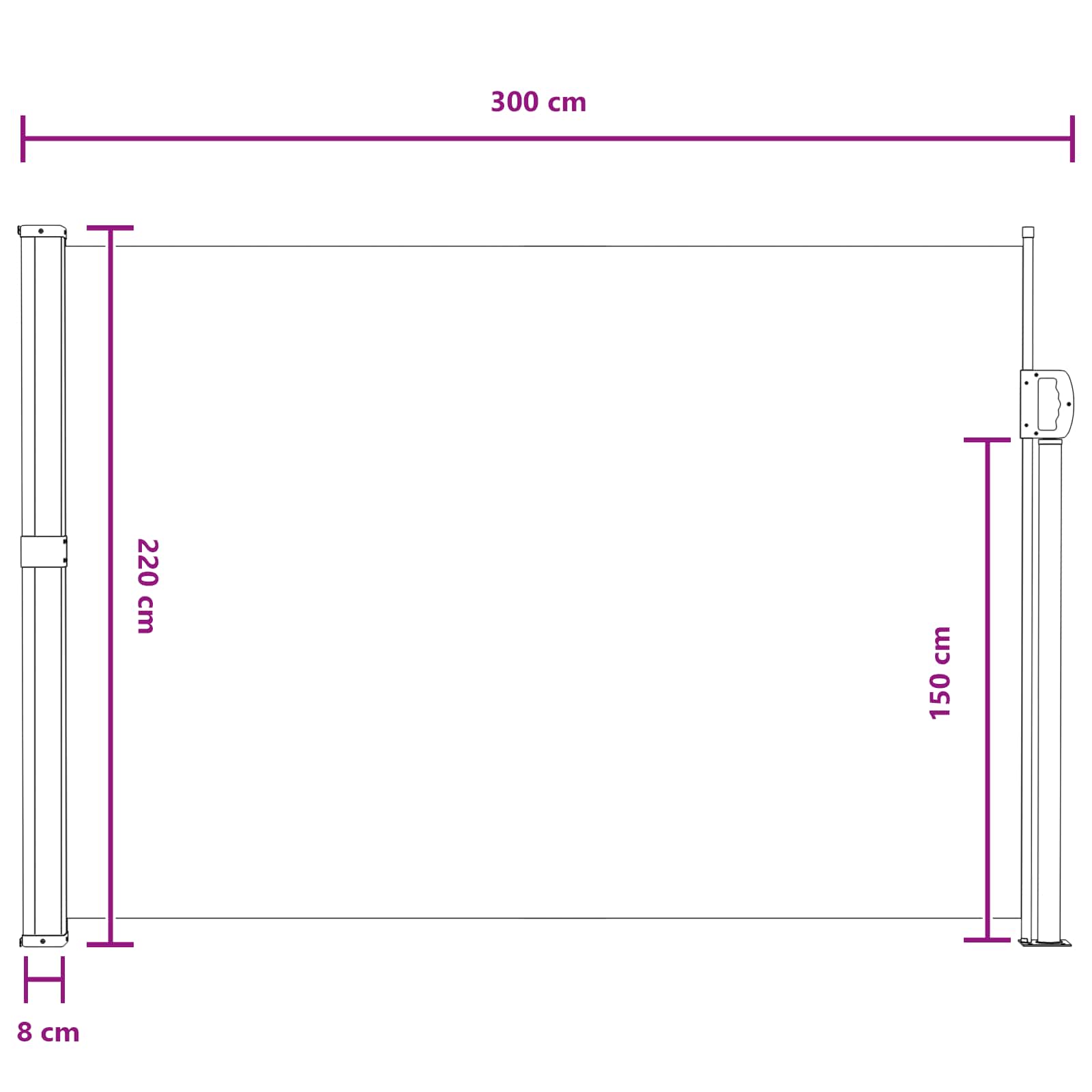 Tenda laterale retrattile Grigio 300 x 220 cm Poliestere